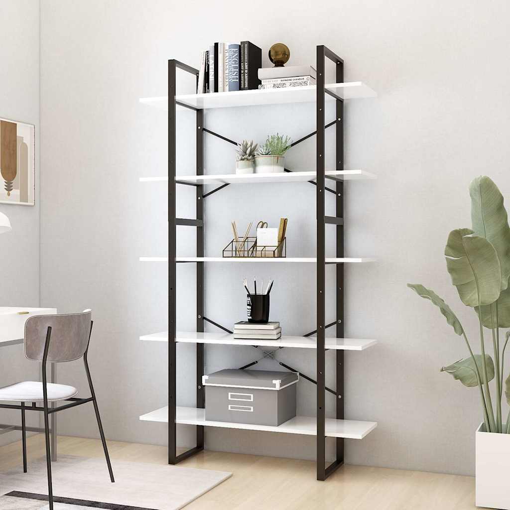 Vidaxl boekenkast met 5 schappen 100x30x175 cm bewerkt hout wit