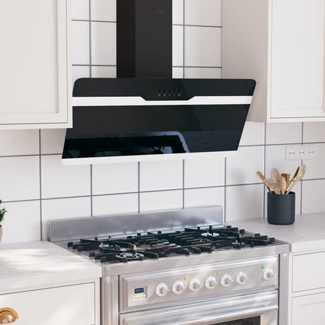 Vidaxl Wall Extractor Hood 90 cm stål og hærdet glas sort