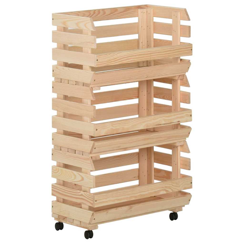 Vidaxl groentetrolley 37x30x80 cm massief grenenhout