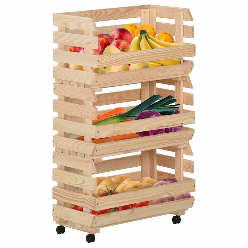 Vidaxl groentetrolley 37x30x80 cm massief grenenhout