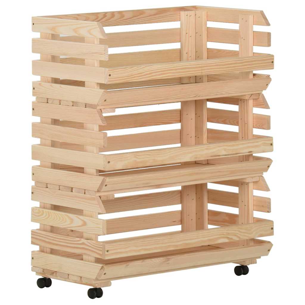 Vidaxl groentetrolley 77x30x80 cm massief grenenhout