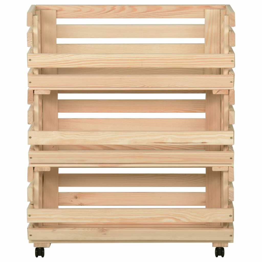 Vidaxl groentetrolley 77x30x80 cm massief grenenhout