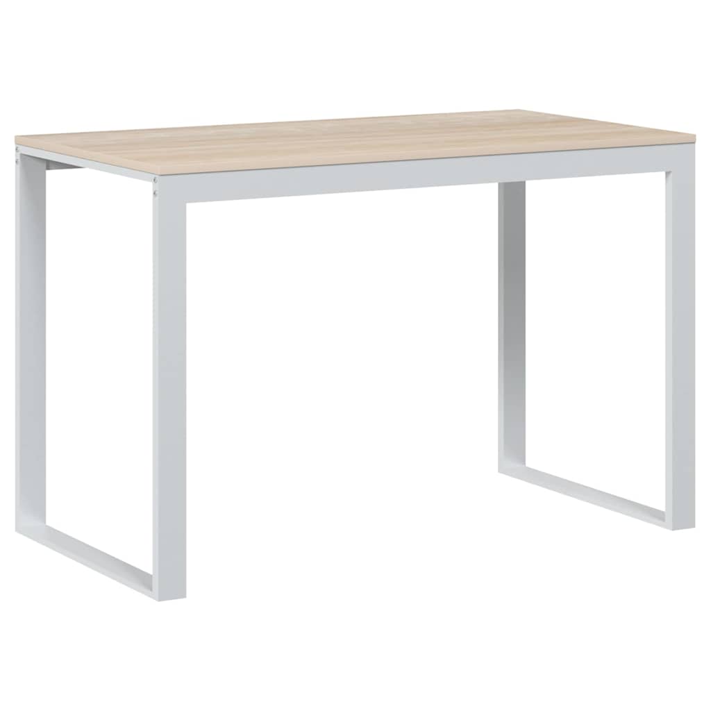 Vidaxl computerbureau 110x60x73 cm spaanplaat wit en eikenkleurig