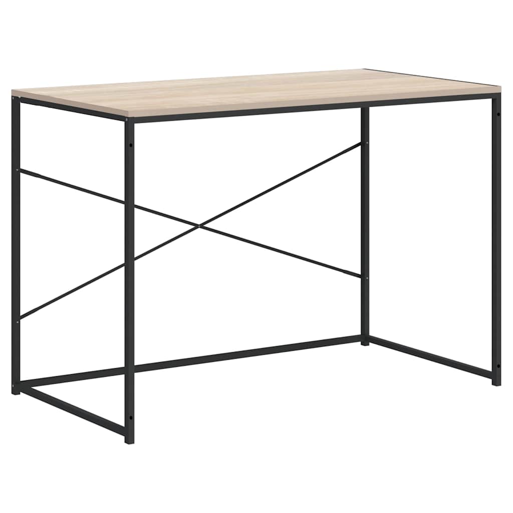 Vidaxl computerbureau 110x60x70 cm bewerkt hout zwart en eikenkleurig