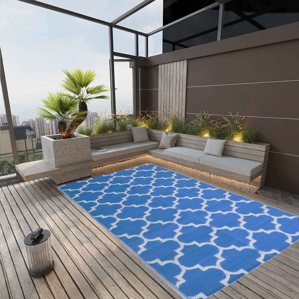 Vidaxl Udenfor Rug Aakil 190x290 cm polypropenblå
