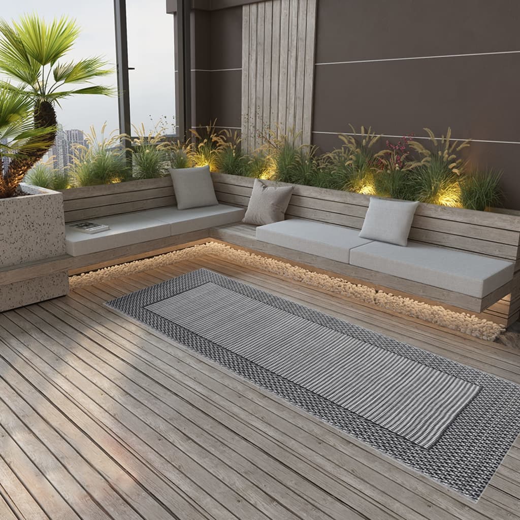 Vidaxl Udenfor Rug Aakil 80x250 cm polypropen sort