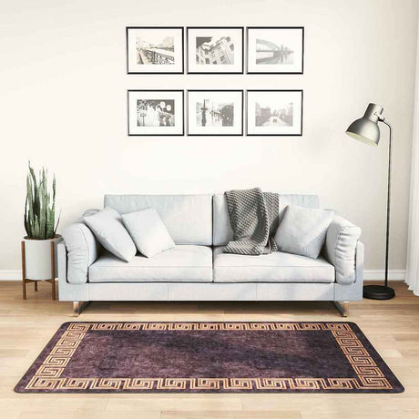 Vidaxl tæppe vaskbart anti-slip 80x150 cm sort og guldfarvet