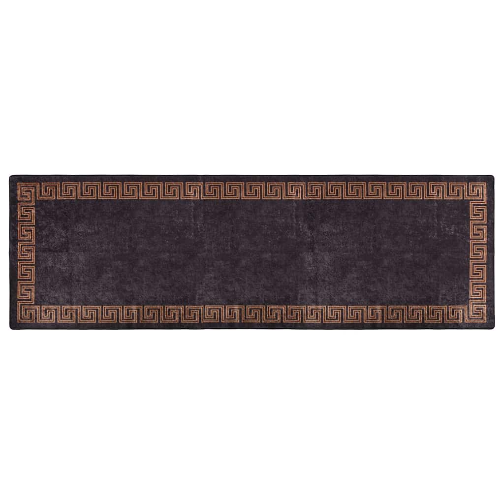 Vidaxl tæppe vaskbart anti-slip 80x300 cm sort og guldfarvet