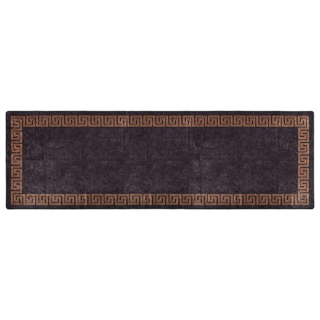 Vidaxl tæppe vaskbart anti-slip 80x300 cm sort og guldfarvet