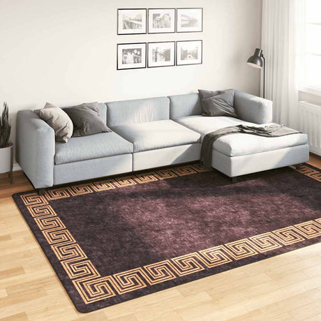 Vidaxl tæppe vaskbart anti-slip 190x300 cm sort og guldfarvet
