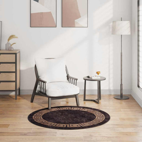 Vidaxl Rug Washable Anti-Slip Ø120 cm sort og guldfarvet