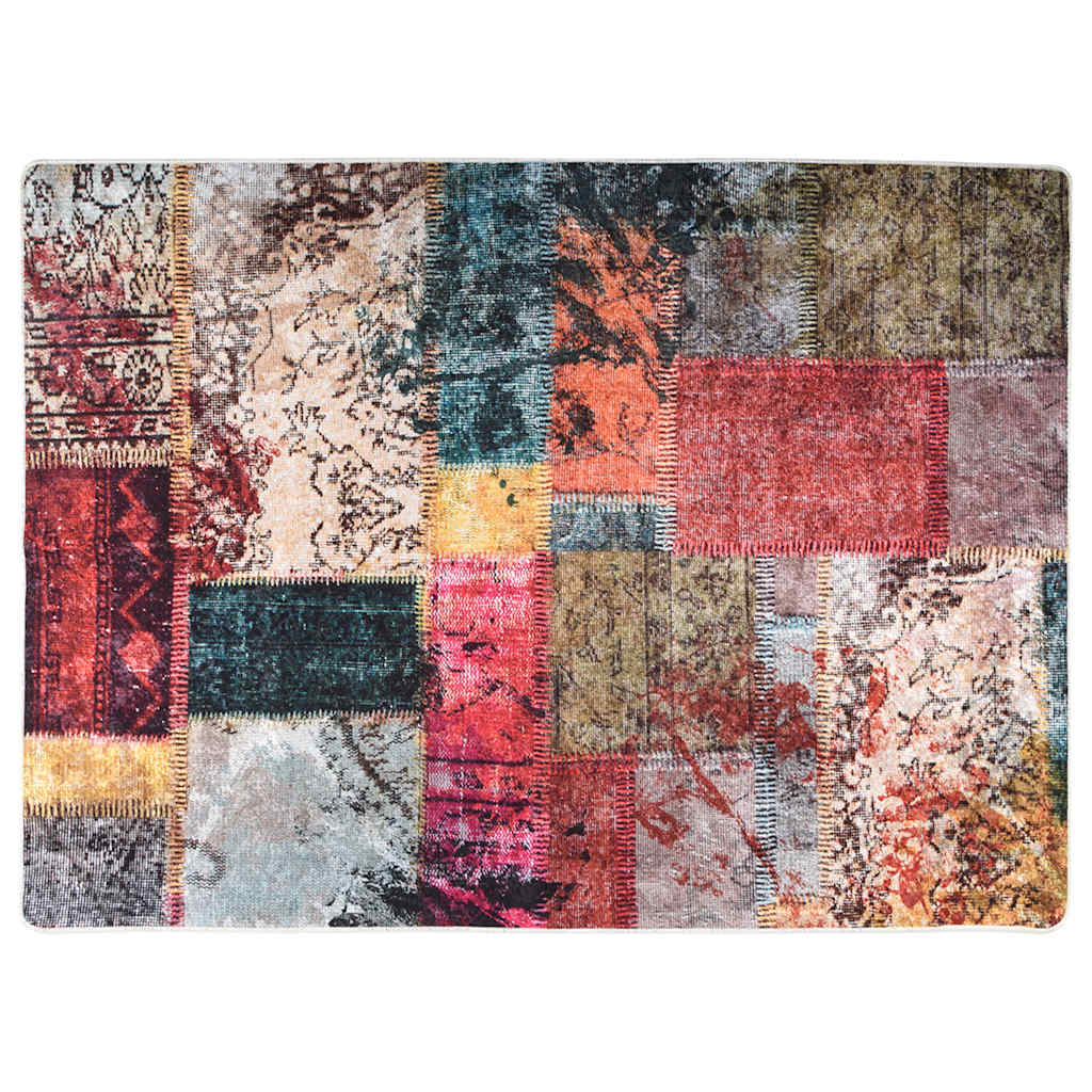 Vidaxl tæppe vaskbart anti-slip patchwork 120x180 cm flerfarvet