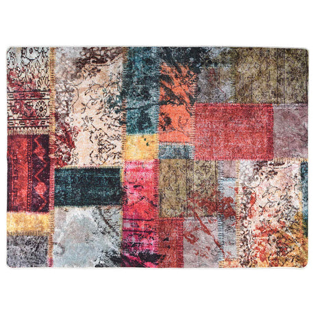 Vidaxl tæppe vaskbart anti-slip patchwork 120x180 cm flerfarvet