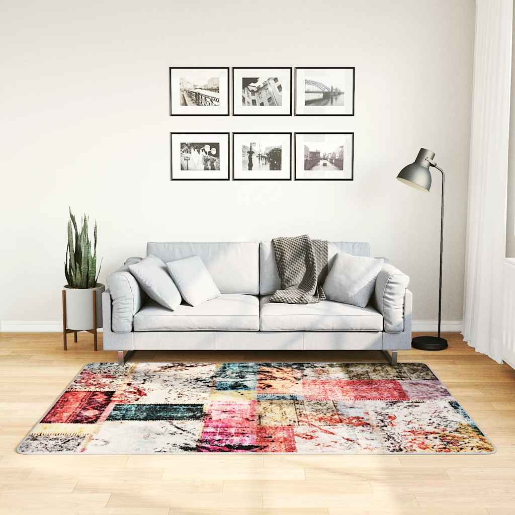Vidaxl tæppe vaskbart anti-slip patchwork 120x180 cm flerfarvet