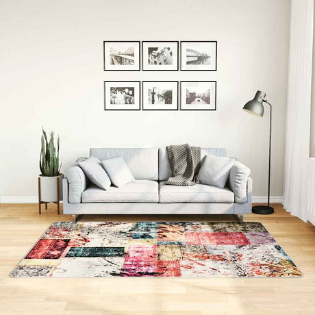 Vidaxl tæppe vaskbart anti-slip patchwork 120x180 cm flerfarvet
