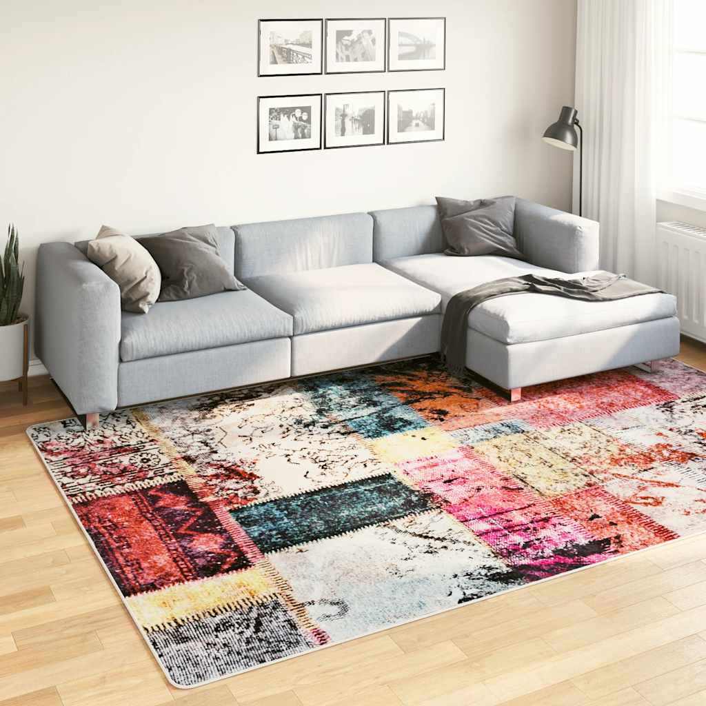 Vidaxl Rug Washable Anti-Slip Patchwork 190x300 cm flerfarvet