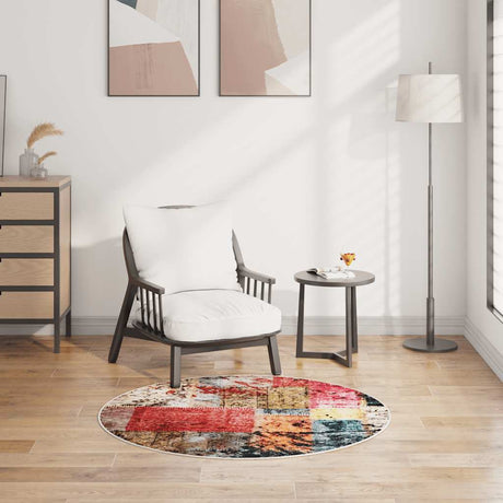 Vidaxl tæppe vaskbart anti-slip patchwork ø120 cm flerfarvet