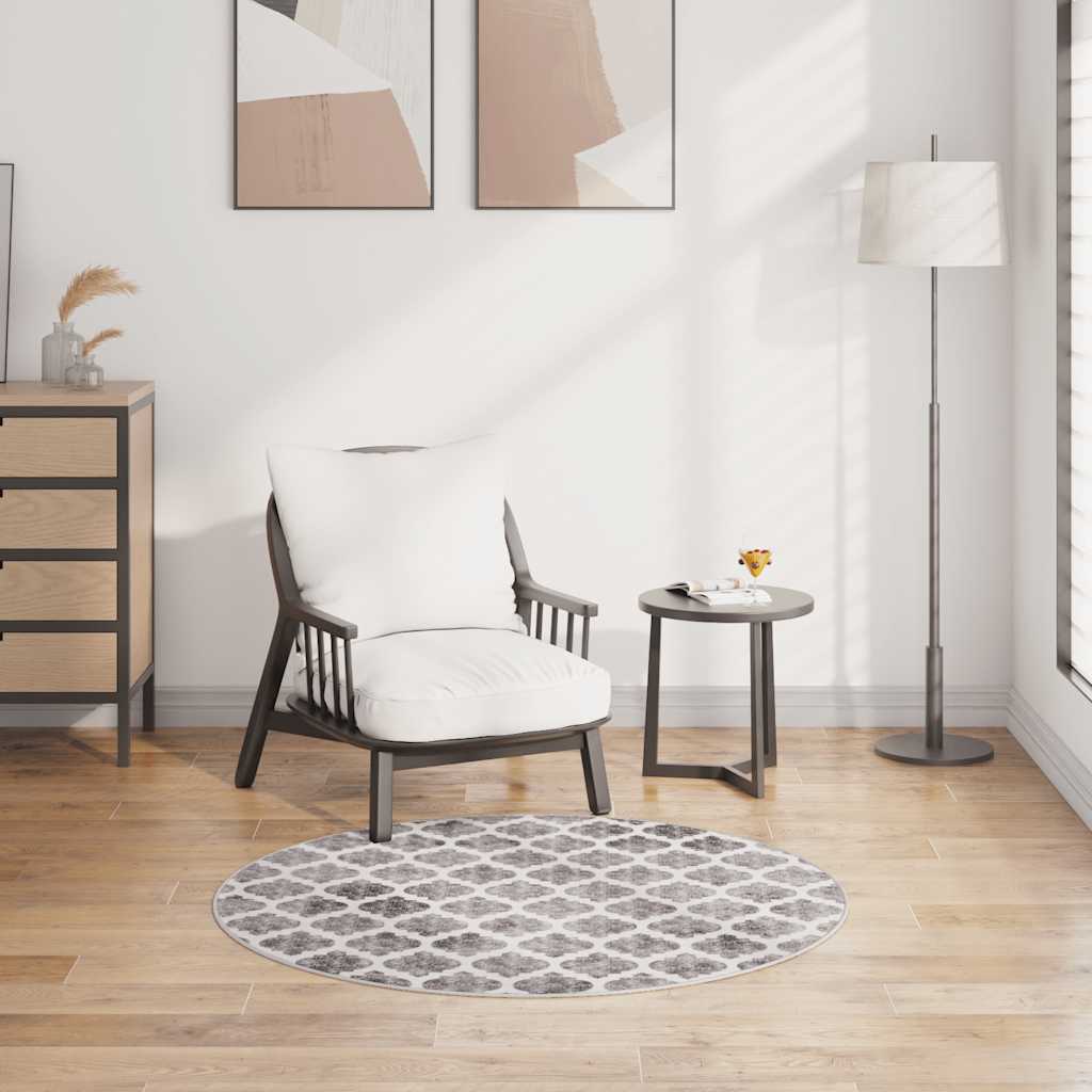 Vidaxl Rug Washable Anti-Slip Ø120 cm flerfarvet