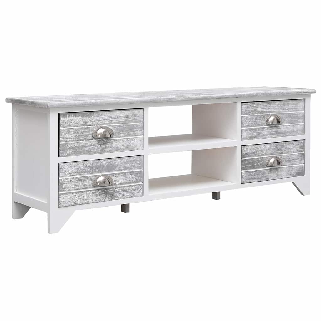 Vidaxl tv-meubel 108x30x40 cm massief paulowniahout wit en grijs