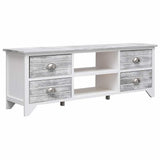 Vidaxl tv-meubel 108x30x40 cm massief paulowniahout wit en grijs