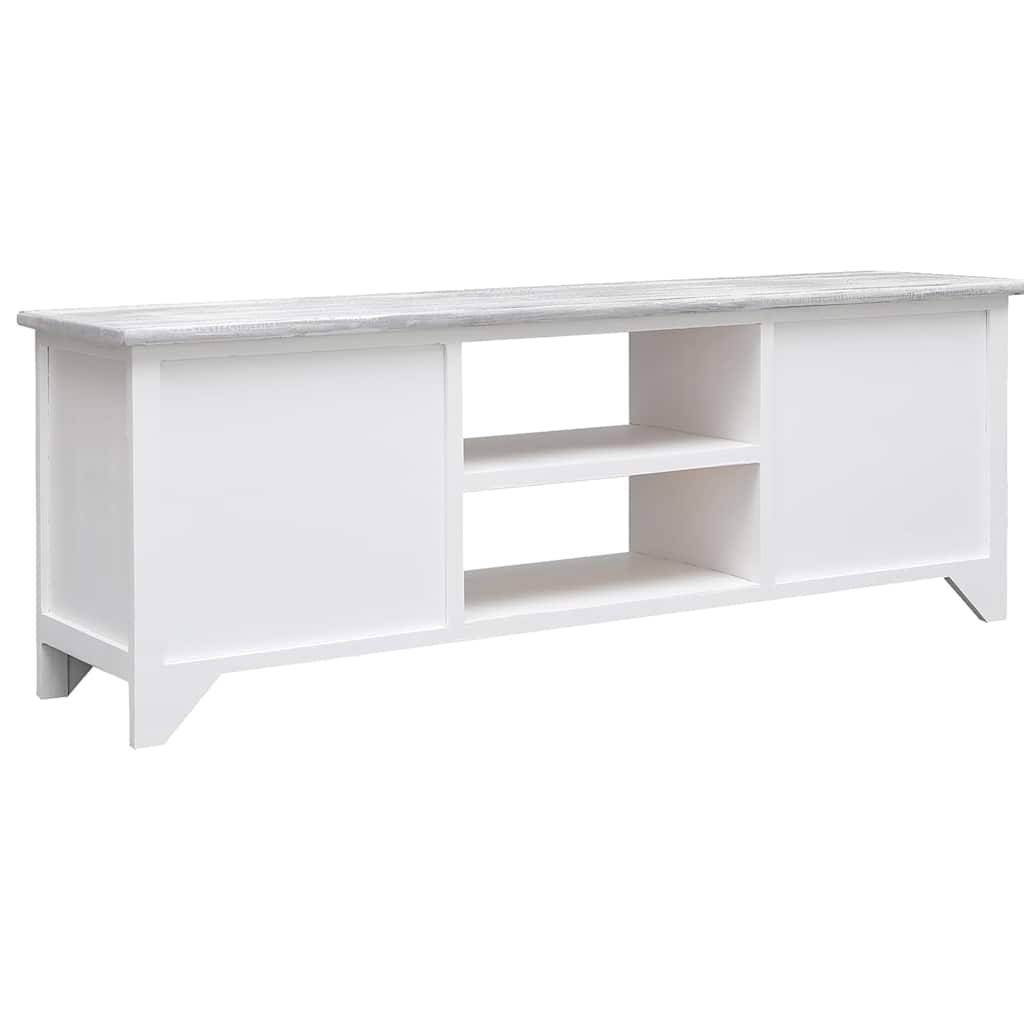 Vidaxl tv-meubel 108x30x40 cm massief paulowniahout wit en grijs