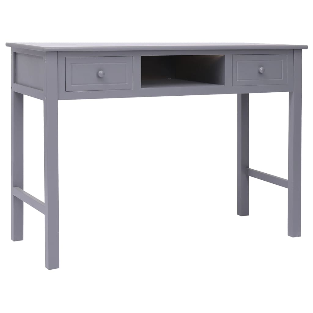 Vidaxl bureau 108x45x76 cm massief paulowniahout grijs