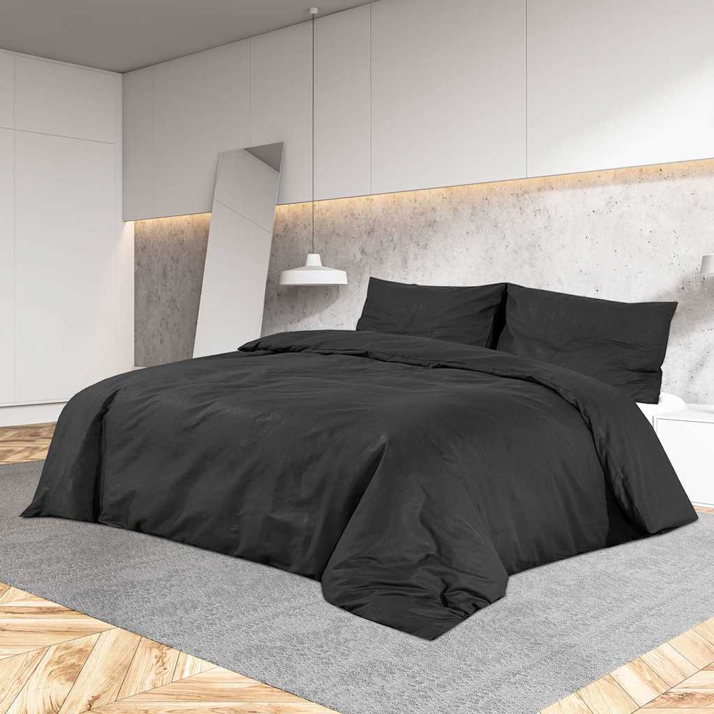 Vidaxl DUVET OVERLAY SET Letvægt 155x220 cm Mikrofiber sort