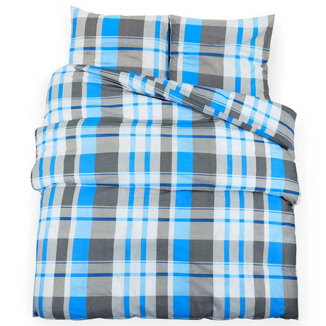 Vidaxl dekbedovertrekset 260x240 cm katoen blauw en grijs
