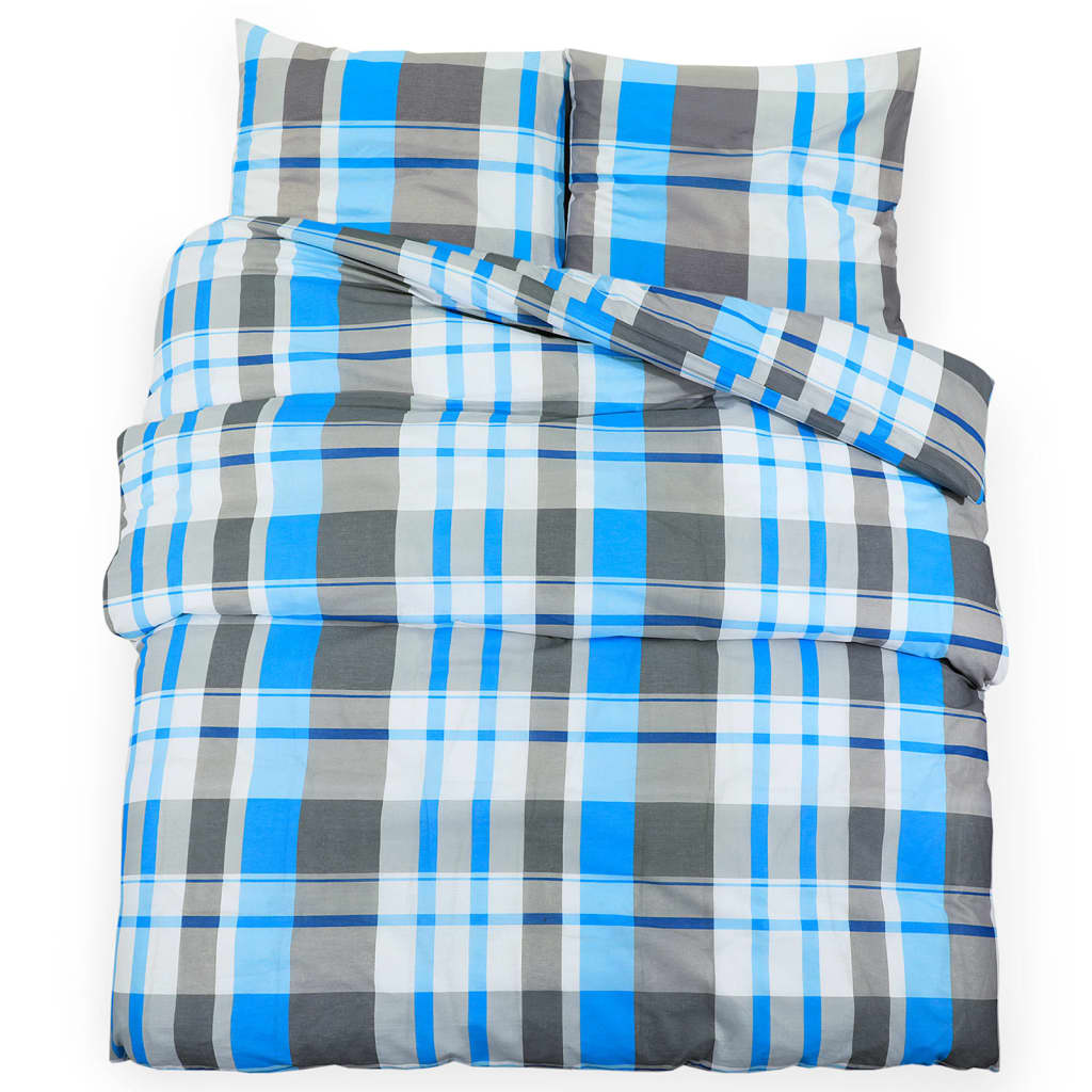 Vidaxl dekbedovertrekset 200x220 cm katoen blauw en grijs