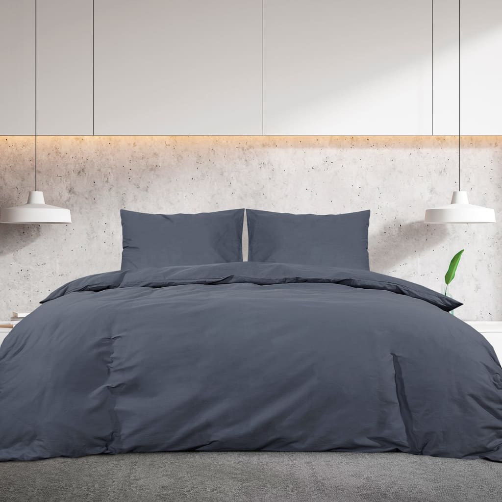 Vidaxl dekbedovertrekset 155x220 cm katoen antracietkleurig