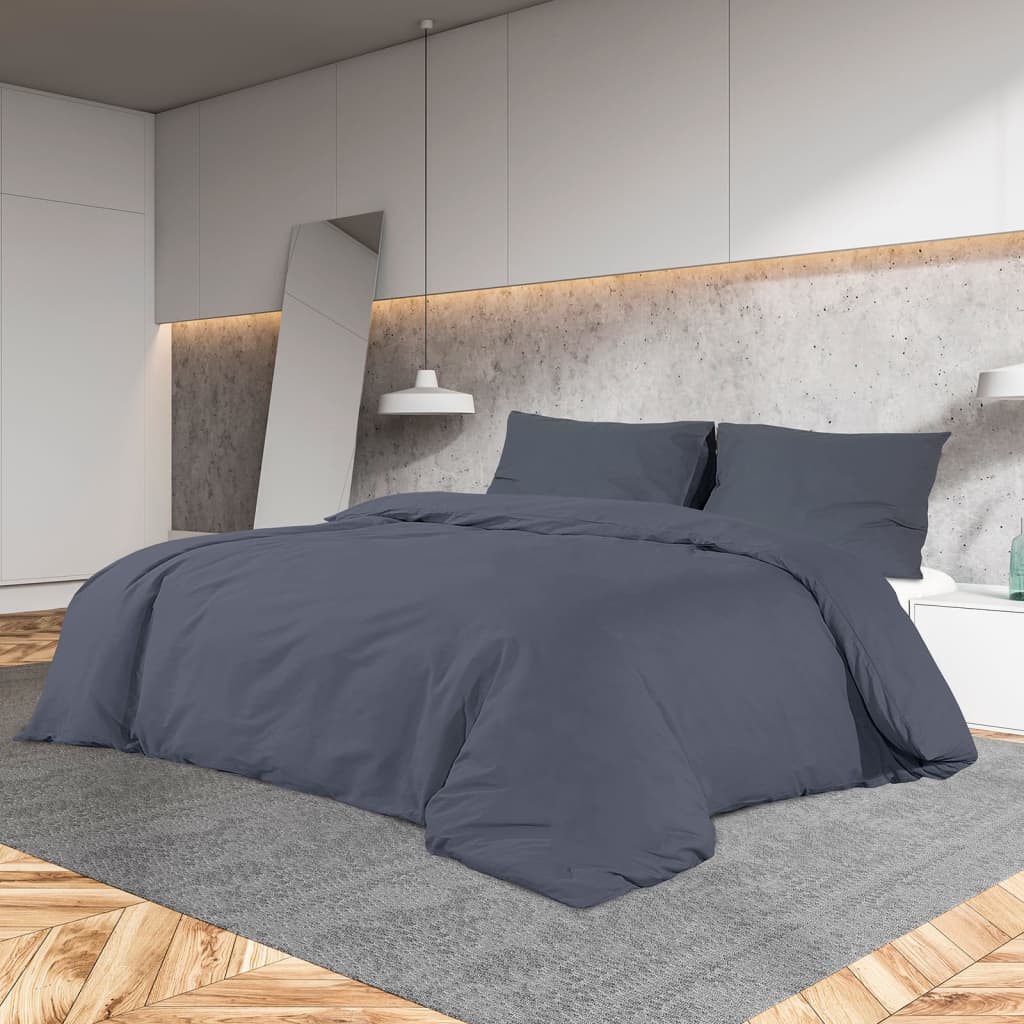 Vidaxl dekbedovertrekset 155x220 cm katoen antracietkleurig