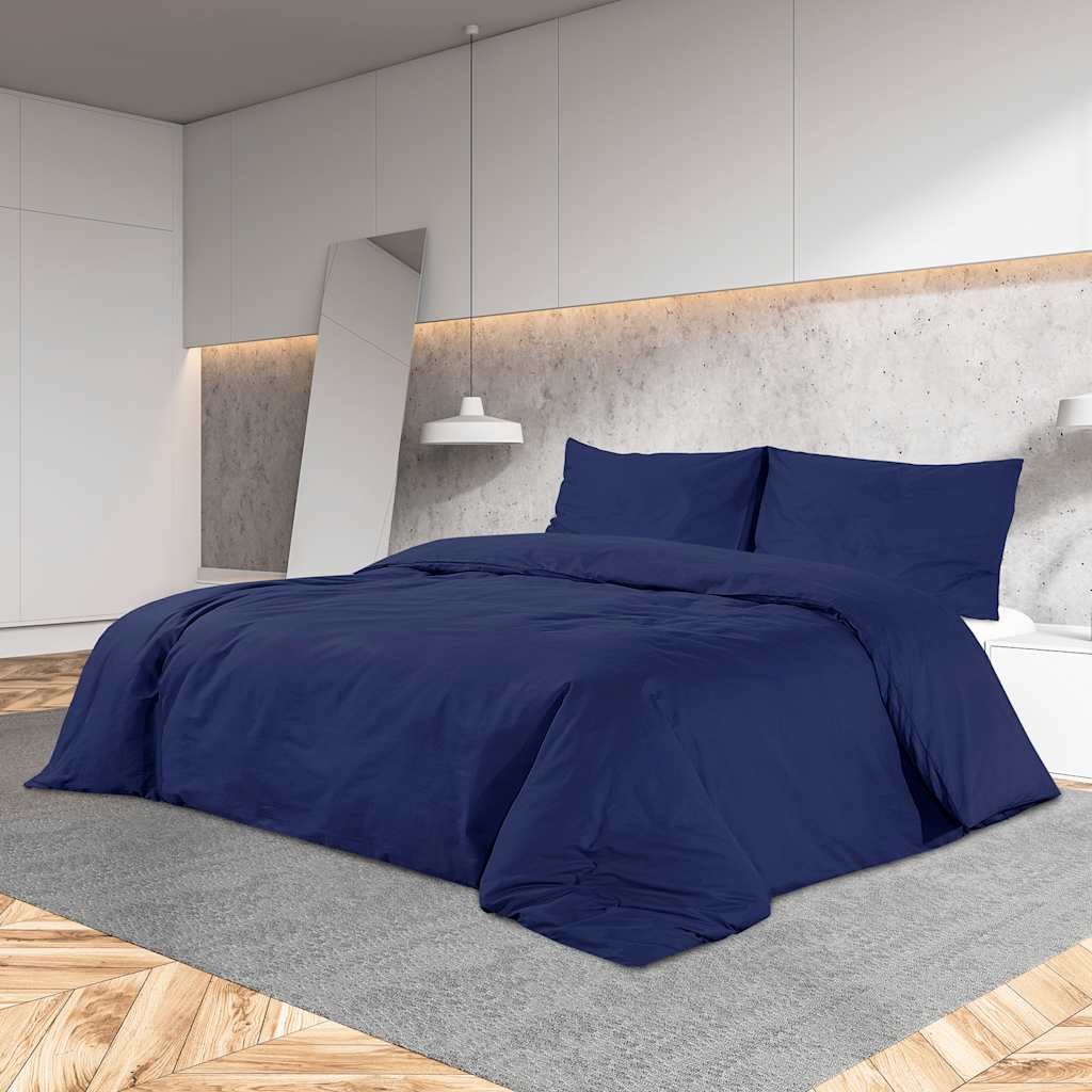 Vidaxl dekbedovertrekset 200x200 cm katoen marineblauw