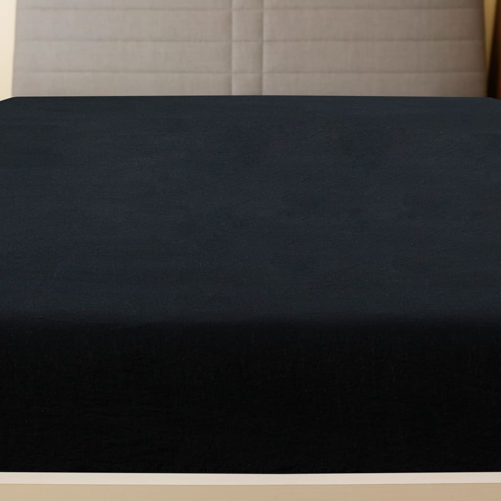Vidaxl Fitted Sheet Jersey 90x200 cm bomuld sort
