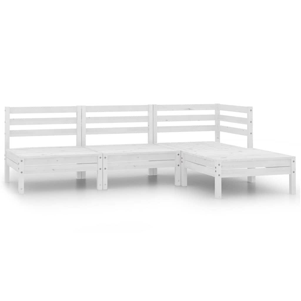 Vidaxl 4-delige loungeset massief grenenhout wit
