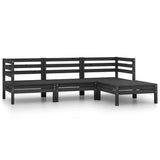 Vidaxl 4-delige loungeset massief grenenhout zwart
