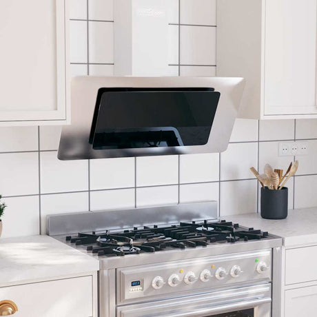 Vidaxl Wall Extractor Hood 90 cm Rustfrit stål hærdet glas sølvfarvet