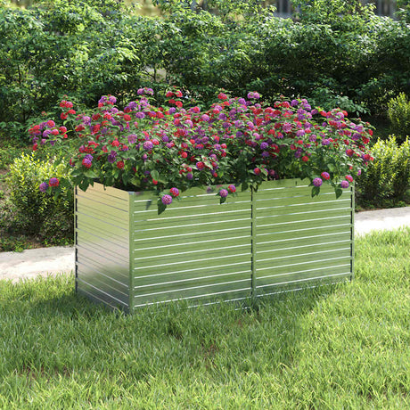 Vidaxl Planter hævet 160x80x77 cm galvaniseret stålsølv
