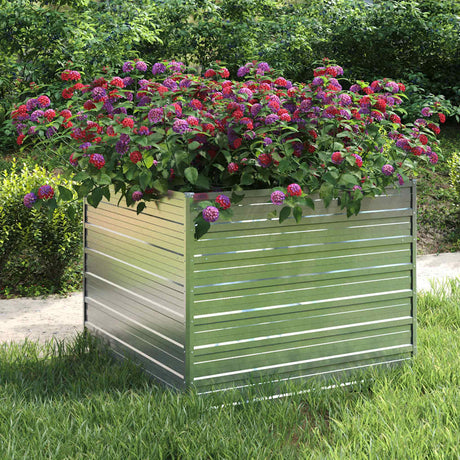 Vidaxx plantekasse hævet 100x100x77 cm galvaniseret stål sølv