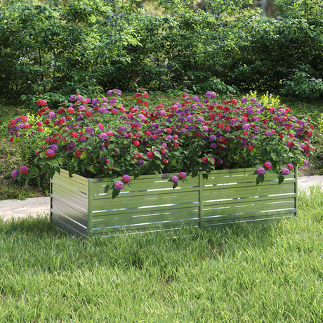 Vidaxl Planter hævet 160x80x45 cm galvaniseret stålsølv