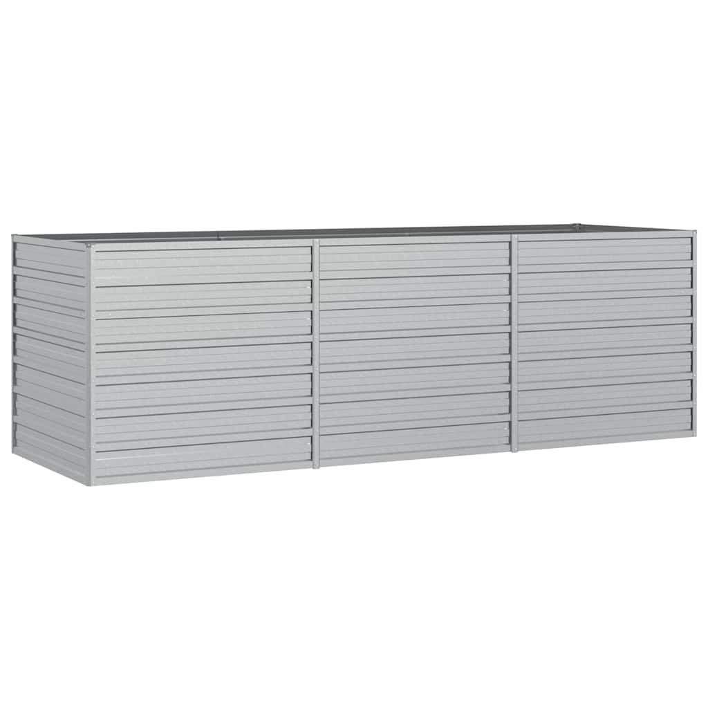 Vidaxl Planter hævet 240x80x77 cm galvaniseret stålsølv