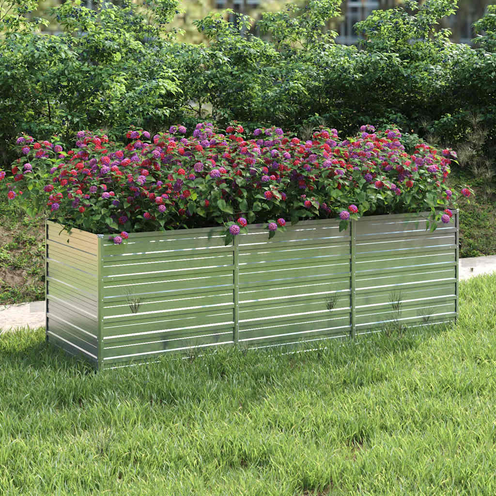 Vidaxl Planter hævet 240x80x77 cm galvaniseret stålsølv