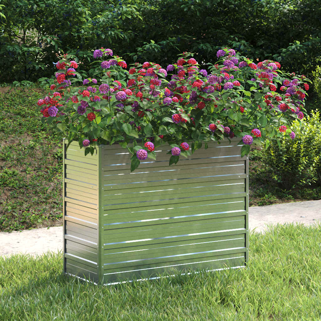 Vidaxl Planter hævet 100x40x77 cm galvaniseret stålsølv