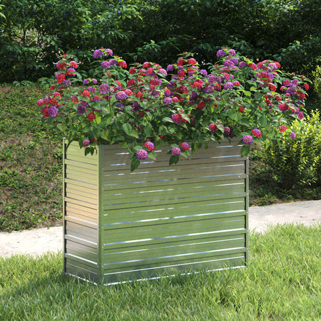 Vidaxl Planter hævet 100x40x77 cm galvaniseret stålsølv