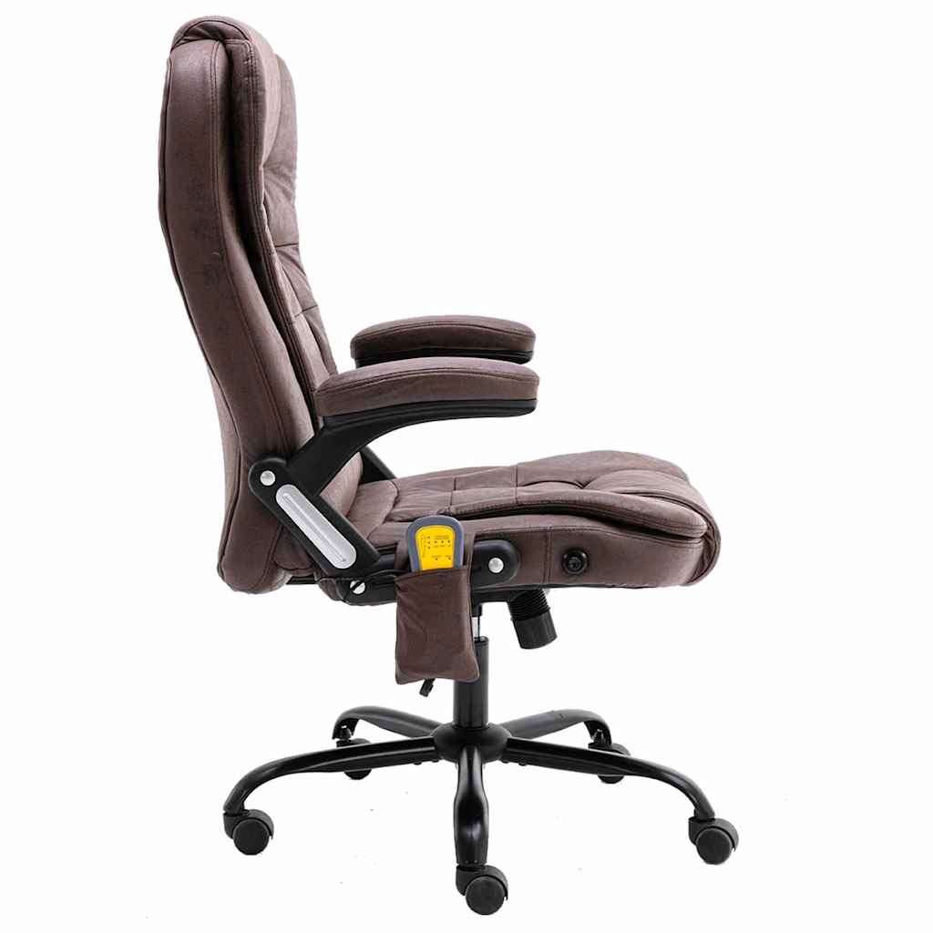 Vidaxl massagekantoorstoel kunstsuède donkerbruin