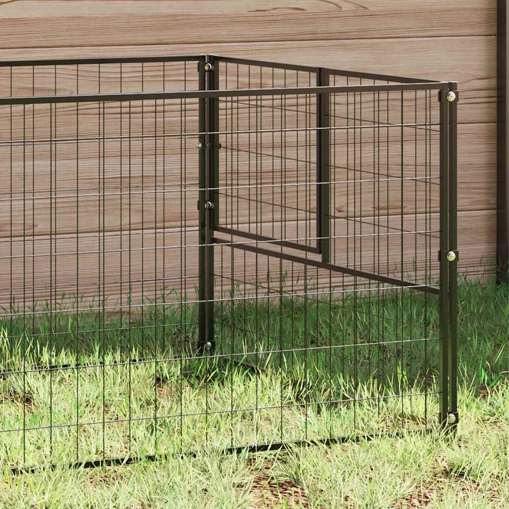 Vidaxxl hundegård 4 m² stål sort