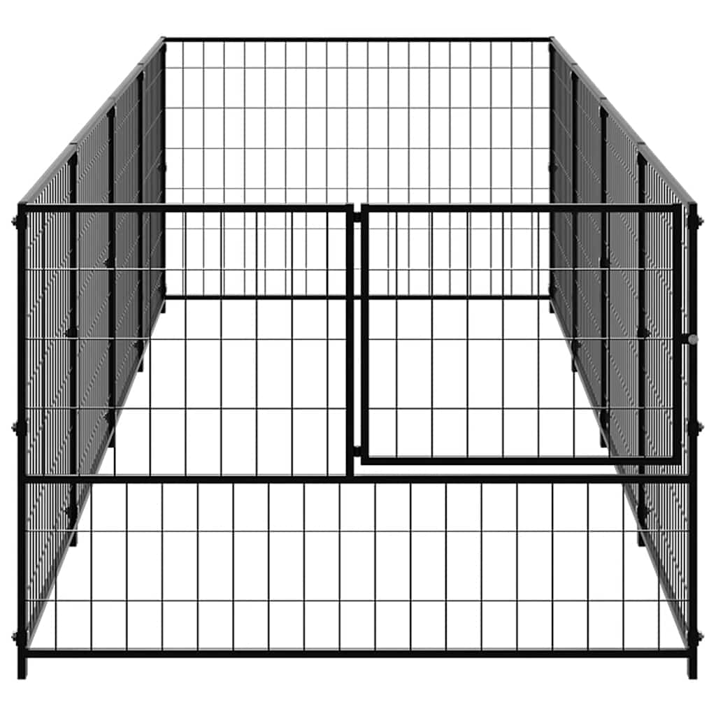 Vidaxxl hundegård 4 m² stål sort