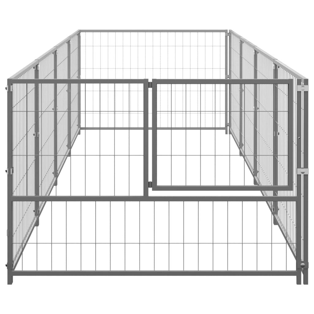 Vidaxl Dog Kennel 4 m² stål sølvfarvet