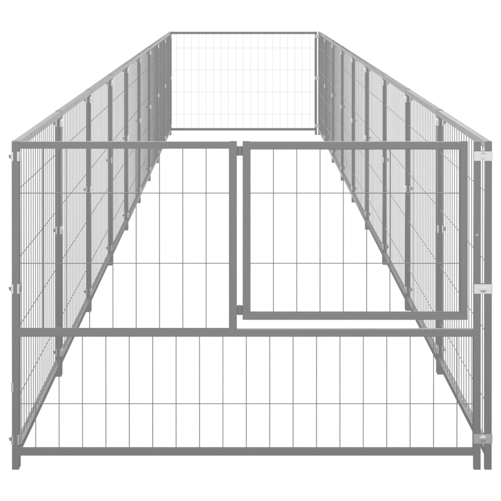 Vidaxl Dog Kennel 9 m² stål sølvfarvet