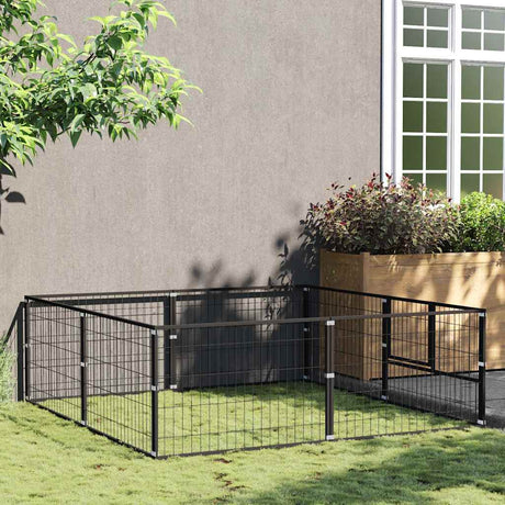 Vidaxxl hundegård 4 m² stål sort