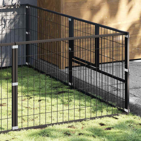 Vidaxxl hundegård 4 m² stål sort